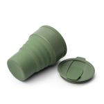 Opvouwbare siliconen beker met matte afwerking en ring 400 ml kleur donkergroen detailweergave 3