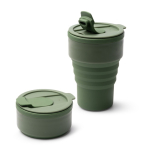 Opvouwbare siliconen beker met matte afwerking en ring 400 ml kleur donkergroen detailweergave 4