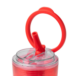Lekvrije transparante beker met rietje en klaphandvat 670 ml kleur rood detailweergave 1