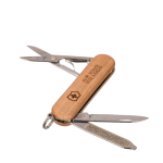 Victorinox zakmes van roestvrij staal en hout met 5 functies kleur bruin met jouw bedrukking