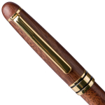 Schrijfset van hout en messing met houten etui en blauwe inkt