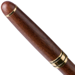 Schrijfset van hout en messing met houten etui en blauwe inkt