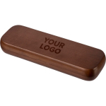 Schrijfset van hout en messing met houten etui en blauwe inkt zevende weergave