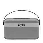 Draadloze luidspreker met dubbele basluidspreker BrandCharger 16 W kleur zilver met jouw bedrukking