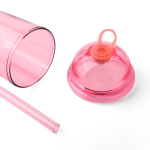 RPET-beker met schroefdeksel en rietje met siliconen dop 500 ml kleur roze vierde weergave