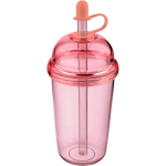 RPET-beker met schroefdeksel en rietje met siliconen dop 500 ml kleur roze vijfde weergave