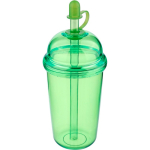 RPET-beker met schroefdeksel en rietje met siliconen dop 500 ml kleur lichtgroen tweede weergave
