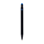 Gerecyclede aluminium balpen met rubberen coating en blauwe inkt kleur blauw tweede weergave