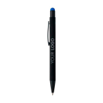 Gerecyclede aluminium balpen met rubberen coating en blauwe inkt kleur blauw derde weergave