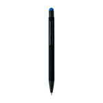 Gerecyclede aluminium balpen met rubberen coating en blauwe inkt kleur blauw vierde weergave