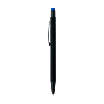 Gerecyclede aluminium balpen met rubberen coating en blauwe inkt kleur blauw vijfde weergave