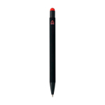 Gerecyclede aluminium balpen met rubberen coating en blauwe inkt kleur rood derde weergave
