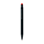Gerecyclede aluminium balpen met rubberen coating en blauwe inkt kleur rood vierde weergave