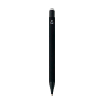 Gerecyclede aluminium balpen met rubberen coating en blauwe inkt kleur wit derde weergave