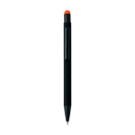 Gerecyclede aluminium balpen met rubberen coating en blauwe inkt kleur oranje tweede weergave