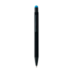 Gerecyclede aluminium balpen met rubberen coating en blauwe inkt kleur lichtblauw tweede weergave