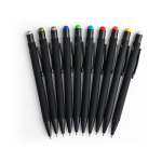 Gerecyclede aluminium balpen met rubberen coating en blauwe inkt kleur lichtblauw vijfde weergave