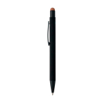 Gerecyclede aluminium balpen met rubberen coating en blauwe inkt kleur zalm tweede weergave