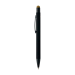 Gerecyclede aluminium balpen met rubberen coating en blauwe inkt kleur goud tweede weergave