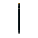 Gerecyclede aluminium balpen met rubberen coating en blauwe inkt kleur goud derde weergave