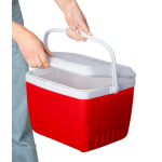 Stevige kunststof koelbox met dubbele wand en handgreep 13 L kleur rood vierde weergave