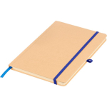 Gelinieerd A5-notitieboek met harde kraftomslag en elastiek kleur blauw vierde weergave