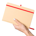 Gelinieerd A5-notitieboek met harde kraftomslag en elastiek kleur rood zevende weergave