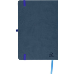 Gelinieerd A5-notitieboek met gerecyclede PU-omslag en leeslint kleur blauw tweede weergave