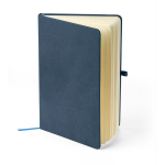 Gelinieerd A5-notitieboek met gerecyclede PU-omslag en leeslint kleur blauw derde weergave
