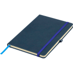Gelinieerd A5-notitieboek met gerecyclede PU-omslag en leeslint kleur blauw zevende weergave
