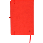 Gelinieerd A5-notitieboek met gerecyclede PU-omslag en leeslint kleur rood zesde weergave