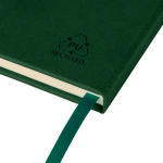 Gelinieerd A5-notitieboek met gerecyclede PU-omslag en leeslint kleur groen derde weergave