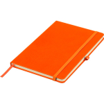 Gelinieerd A5-notitieboek met gerecyclede PU-omslag en leeslint kleur oranje zesde weergave