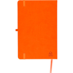 Gelinieerd A5-notitieboek met gerecyclede PU-omslag en leeslint kleur oranje zevende weergave