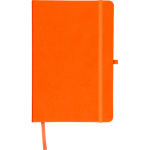Gelinieerd A5-notitieboek met gerecyclede PU-omslag en leeslint kleur oranje achtste weergave