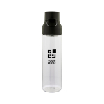 Transparante tritan fles met gekleurde dop en kliksluiting 750 ml kleur zwart met jouw bedrukking