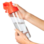 Transparante tritan fles met gekleurde dop en kliksluiting 750 ml kleur rood derde weergave
