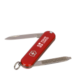 Victorinox roestvrijstalen sleutelhangerzakmes met 6 functies kleur rood met jouw bedrukking