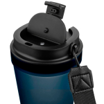 Transparante kunststof beker met schroefdeksel en polskoord 350 ml kleur blauw derde weergave