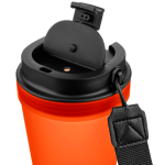 Transparante kunststof beker met schroefdeksel en polskoord 350 ml kleur oranje vierde weergave