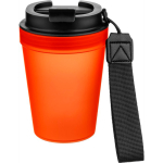 Transparante kunststof beker met schroefdeksel en polskoord 350 ml kleur oranje vijfde weergave