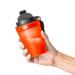 Transparante kunststof beker met schroefdeksel en polskoord 350 ml kleur oranje zesde weergave