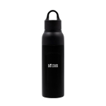 Druppelvrije gerecyclede RVS-fles met filter BrandCharger 520 ml kleur zwart met jouw bedrukking