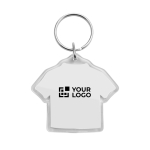 Transparante kunststof sleutelhanger in T-shirtvorm uit de EU kleur doorzichtig met jouw bedrukking