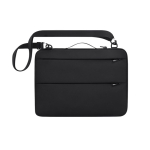 Gewatteerde polyester laptophoes met antidiefstalvak 15'' kleur zwart  negende weergave