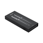 Set met balpen en rollerball van RVS met etui, blauwe inkt