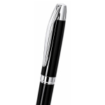 Glanzende aluminium draaipen met etui en blauwe inkt