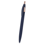 Pen van gerecycled aluminium met roségouden details en blauwe inkt