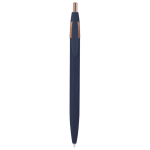 Pen van gerecycled aluminium met roségouden details en blauwe inkt