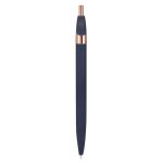 Pen van gerecycled aluminium met roségouden details en blauwe inkt